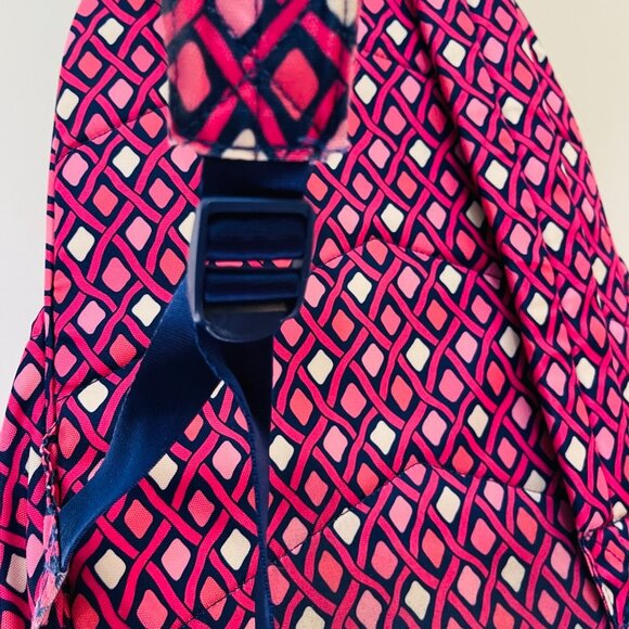 Retired Large Vera Bradley Canvas Backpack Pink Navy Blue 4 Pockets H2O … - Picture 9 of 16
